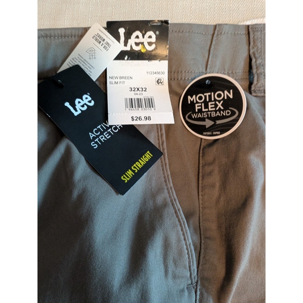 Lee Active Stretch Men's Casual Tan Slim Straight Action Pants Size 32x32